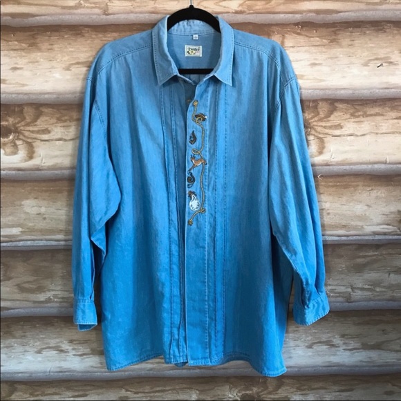 Vintage Tops - Vintage Distler Original embroidered shirt Sz XL